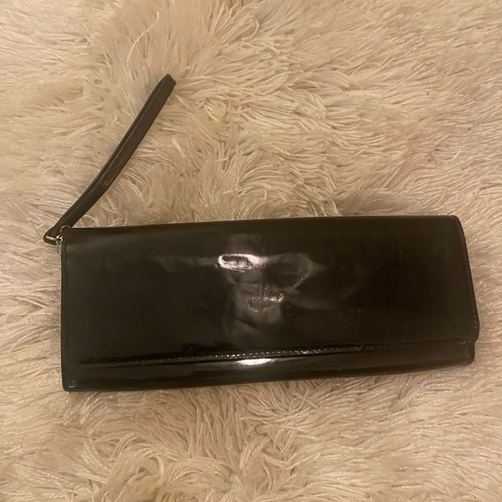 Nordstrom Black and Gold Patent Leather Clutch